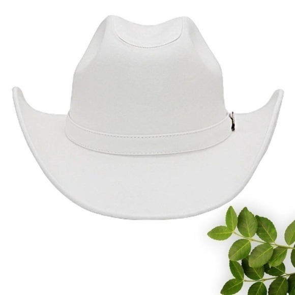 Classic Western White Women's Men's Cowgirl‎ Cowboy Hat Wide Brim - Picture 3 of 5
